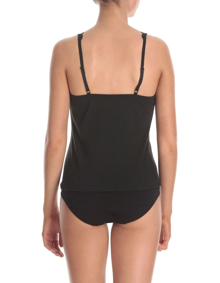 KAYSER Cotton & Lace Cami In Black 2 KAYSER Cotton & Lace Cami In Black - Image 2
