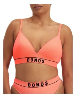 Bonds Hot Heritage Rib Wirefree Tee Bra In Orange