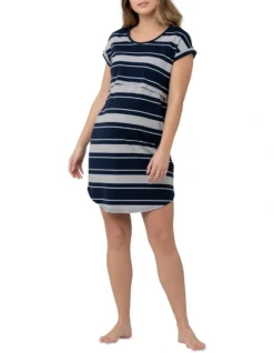 Stevie Nursing Lounge Dress In Navy/White/Black
