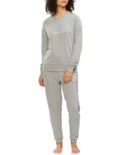 Calvin Klein Logo Lounge Long Sleeve Sweatshirt Grey