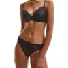 Calvin Klein Seductive Comfort Lotus Floral Thong Brief In Black