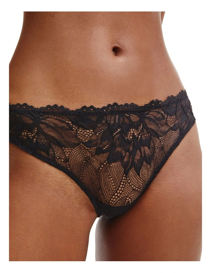 Calvin Klein Seductive Comfort Lotus Floral Thong Brief In Black 3 Calvin Klein Seductive Comfort Lotus Floral Thong Brief In Black - Image 3