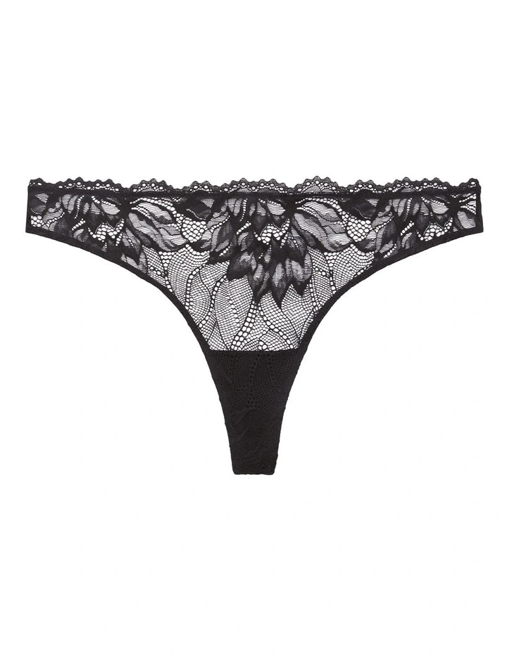 Calvin Klein Seductive Comfort Lotus Floral Thong Brief In Black 4 Calvin Klein Seductive Comfort Lotus Floral Thong Brief In Black - Image 4