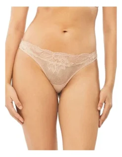 Calvin Klein Seductive Comfort Lotus Floral Thong In Beige -SOHO Shop 851671810 991921780 4 720x928