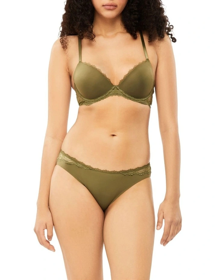 Calvin Klein Seductive Comfort Lotus Floral Bikini In Khaki 1 Calvin Klein Seductive Comfort Lotus Floral Bikini In Khaki