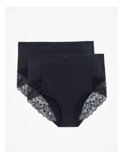 Micro Lace Full Briefs 2 Pack In Black