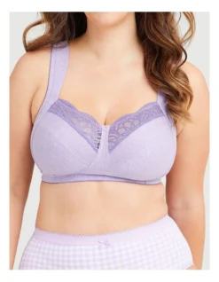 Wirefree Cotton Comfort Bra In Violet Marle