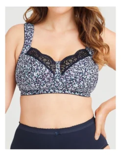 Wirefree Cotton Comfort Bra In Floral Print