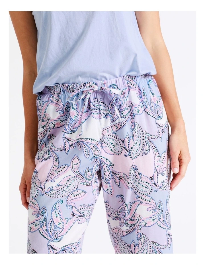 SOHO Organic Cotton Woven 3/4 Pant In Blue 4 SOHO Organic Cotton Woven 3/4 Pant In Blue - Image 4