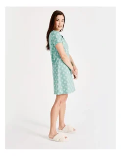 SOHO Organic Cotton Short Sleeve Half Placket Nightie In Mint -SOHO Shop 929378710 929455030 5 720x928