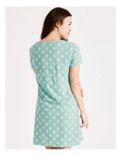 SOHO Organic Cotton Short Sleeve Half Placket Nightie In Mint -SOHO Shop 929378710 929455030 6 720x928