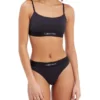 Calvin Klein Embossed Icon Cotton Unlined Bralette In Black