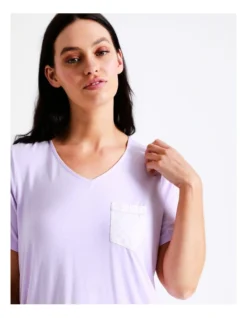 SOHO V Neck Short Sleeve Tee With Pocket In Lilac -SOHO Shop 929542240 5 720x928