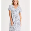SOHO Knit Short Length Short Sleeve Nightie In Blue