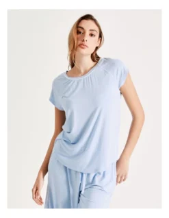 Chloe & Lola Bamboo Short Sleeve PJ Top In Blue