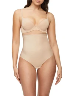 X-Factor High Waisted Thong Brief In Warm Taupe