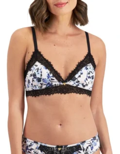 Castille Print Night Floral Bralette In Black/Blue -SOHO Shop 939011500 5 720x928