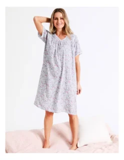 SOHO Woven Short Length Nightie In Blue -SOHO Shop 939053350 939070540 4 720x928