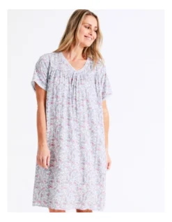 SOHO Woven Short Length Nightie In Blue -SOHO Shop 939053350 939070540 5 720x928