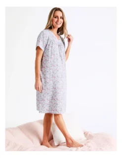 SOHO Woven Short Length Nightie In Blue -SOHO Shop 939053350 939070540 6 720x928