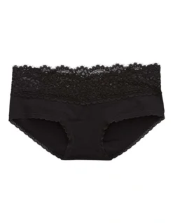 Aerie Cotton Eyelash Lace Boybrief Underwear In Black
