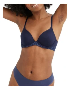 Aerie Real Sunnie Full Coverage Lightly Lined Blossom Lace Bra In Navy