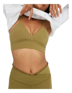 Aerie Real Me Xtra Ruffle Sports Bra In Olive