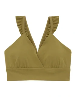 Aerie Real Me Xtra Ruffle Sports Bra In Olive -SOHO Shop 939886570 939883150 3 720x928