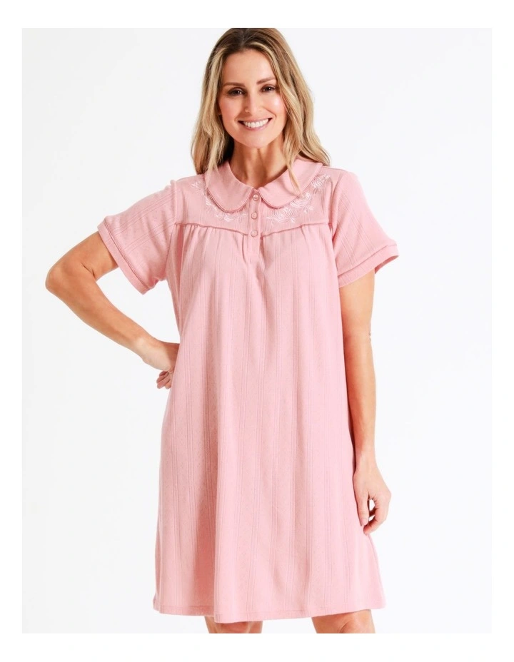SOHO Knit Short Sleeve Nightie In Dusty Pink 1 SOHO Knit Short Sleeve Nightie In Dusty Pink