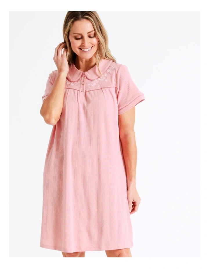 SOHO Knit Short Sleeve Nightie In Dusty Pink 3 SOHO Knit Short Sleeve Nightie In Dusty Pink - Image 3