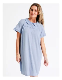 SOHO Knit Short Sleeve Nightie In Blue -SOHO Shop 943343740 943649290 5 720x928
