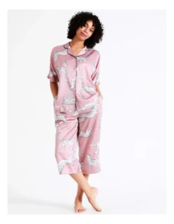 Chloe & Lola Satin 3/4 Sleep Pant In Dusty Pink -SOHO Shop 943552090 3 720x928