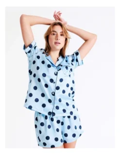 Chloe & Lola Satin Spot Sleep Set In Blue -SOHO Shop 943552540 3 720x928