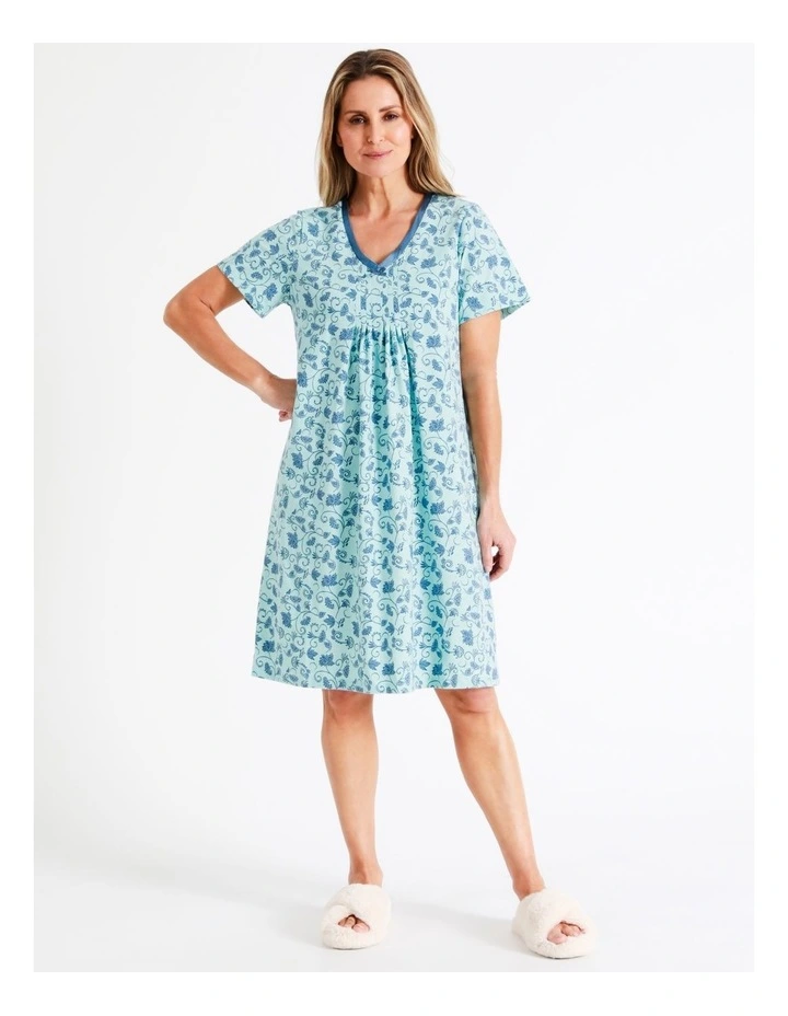 SOHO Short Length Nightie In Teal 1 SOHO Short Length Nightie In Teal
