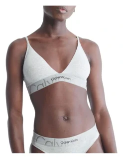 Calvin Klein Embossed Icon Cotton Triangle Bralette In Grey 7 Calvin Klein Embossed Icon Cotton Triangle Bralette In Grey -SOHO Shop 945687340 945792640 3 1 720x928