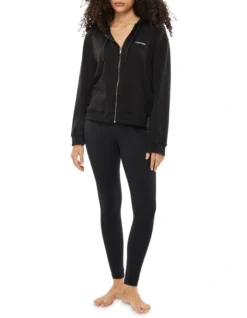 Calvin Klein Modern Cotton Lounge Full Zip Hoodie In Black