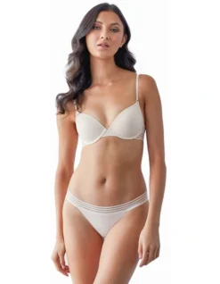 Stripe Elastic & Papertouch Demi Bra In Silver Peony