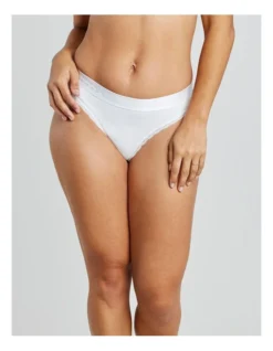 Cotton Logo Thong In White