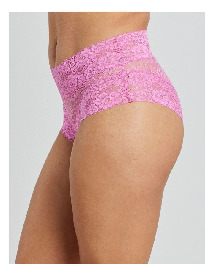 Lace High Rise Brief In Ibis Rose 1 Lace High Rise Brief In Ibis Rose