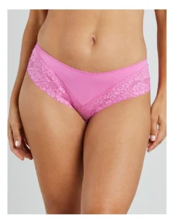 Lace Trim Brazilian Brief In Ibis Rose