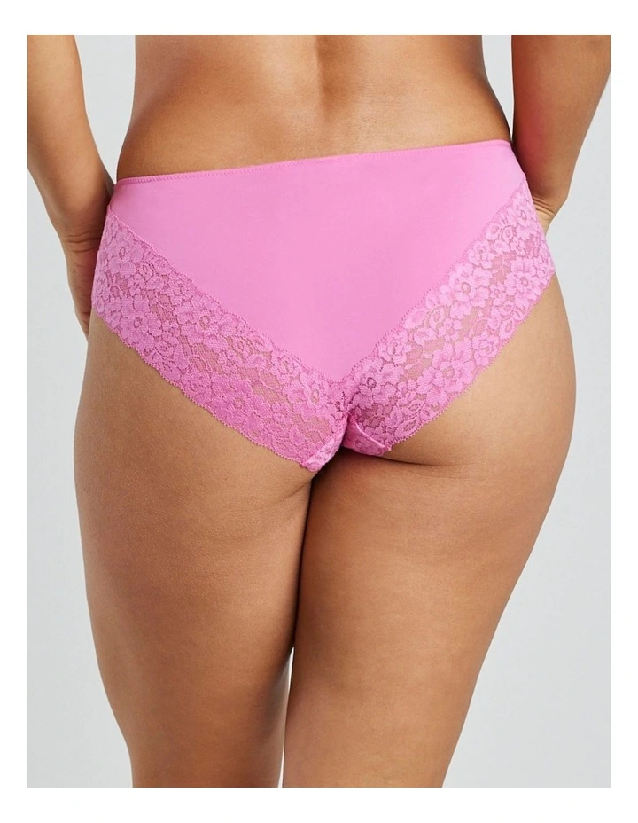 Lace Trim Brazilian Brief In Ibis Rose 3 Lace Trim Brazilian Brief In Ibis Rose - Image 3