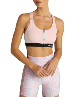 Velocity Zip Medium Impact Sports Bra In Pink