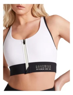 Walk The Line Zip Medium Impact Sports Bra In White 8 Walk The Line Zip Medium Impact Sports Bra In White -SOHO Shop 961315120 4 720x928
