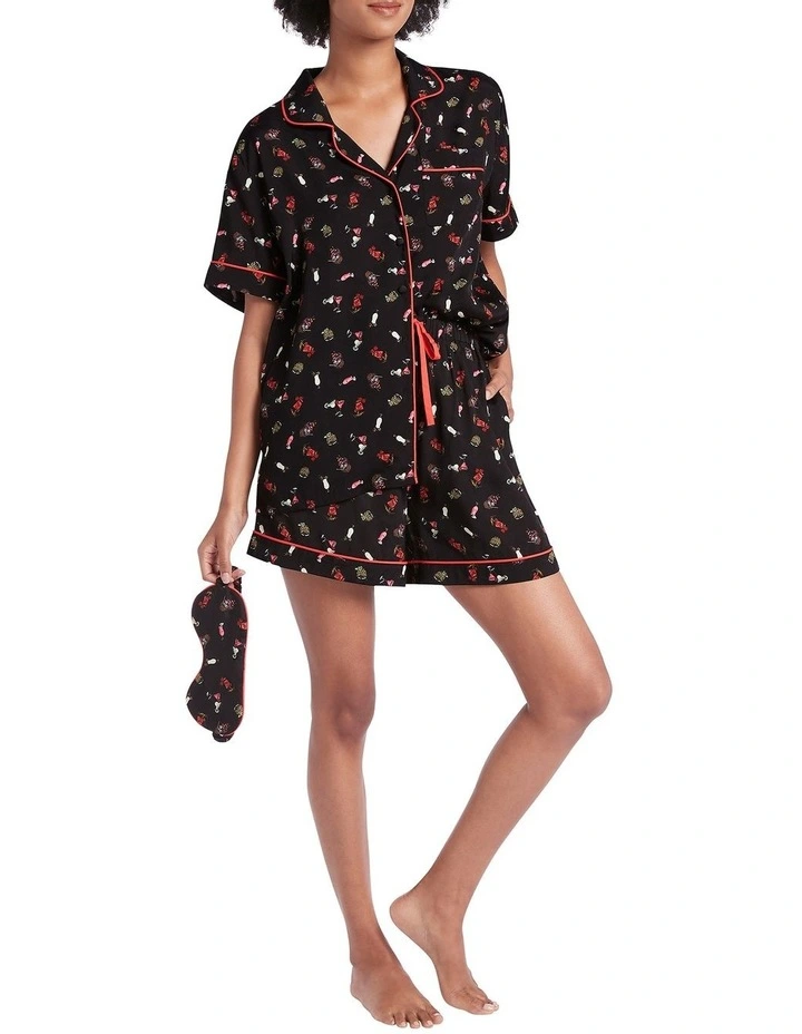 In The Holiday Spirit Pj Set In Black Multi 2 In The Holiday Spirit Pj Set In Black Multi - Image 2