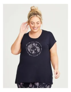 Bamboo Paisley Top In Navy