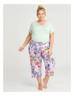 Natural Floral Pyjama Crop Pant In Multi -SOHO Shop 963864640 3 720x928