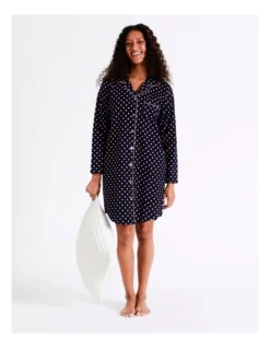 SOHO Flannelette Nightshirt In Navy Spot -SOHO Shop 966002680 4 720x928