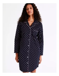 SOHO Flannelette Nightshirt In Navy Spot -SOHO Shop 966002680 5 720x928