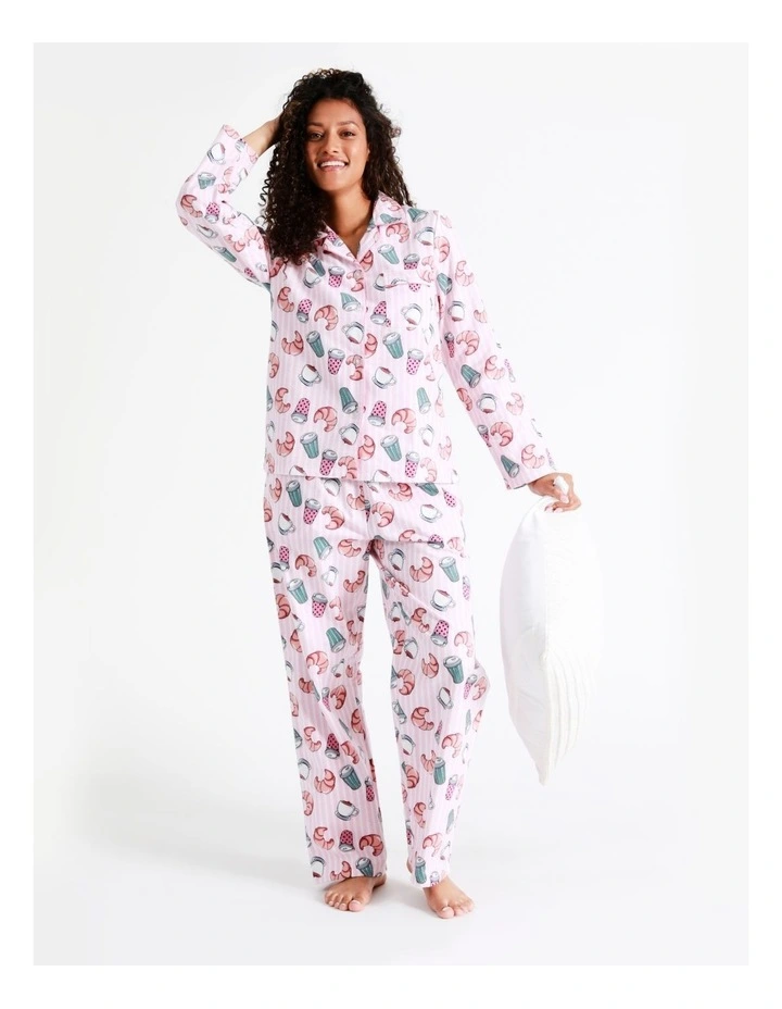 SOHO Flannelette Pyjama Set In Coffee Croissant 1 SOHO Flannelette Pyjama Set In Coffee Croissant