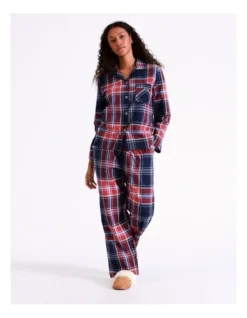 SOHO Flannelette Pyjama Set In Navy Tartan